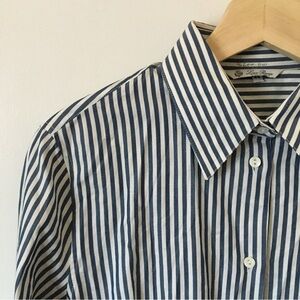 Loro Piana White and Blue Button Down Cotton Top Size 44
